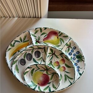 Majolica‎ Made in Italy Hand-Painted Ceramic Divided Serving Platter